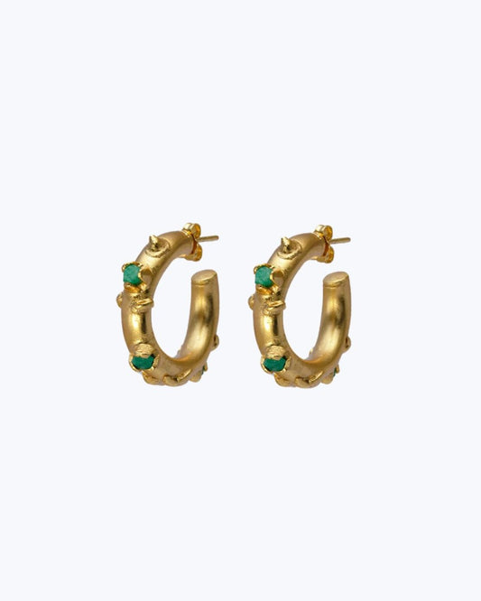 XIUA EMERALD HOOP EARRINGS