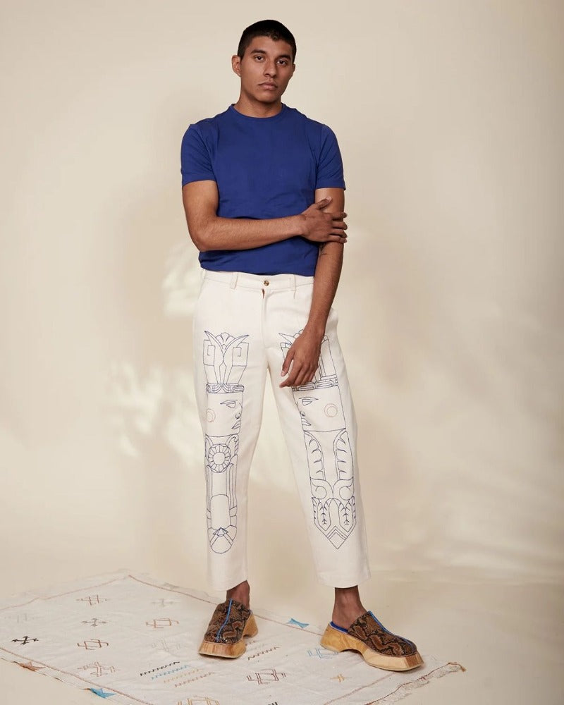 SLACK H EAGLE EMBROIDERY PANTS