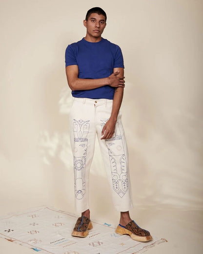 SLACK H EAGLE EMBROIDERY PANTS