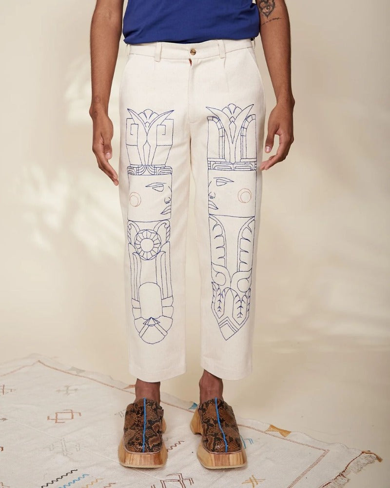 SLACK H EAGLE EMBROIDERY PANTS
