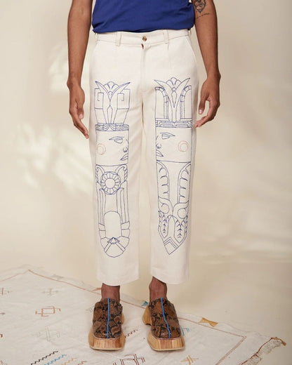 SLACK H EAGLE EMBROIDERY PANTS